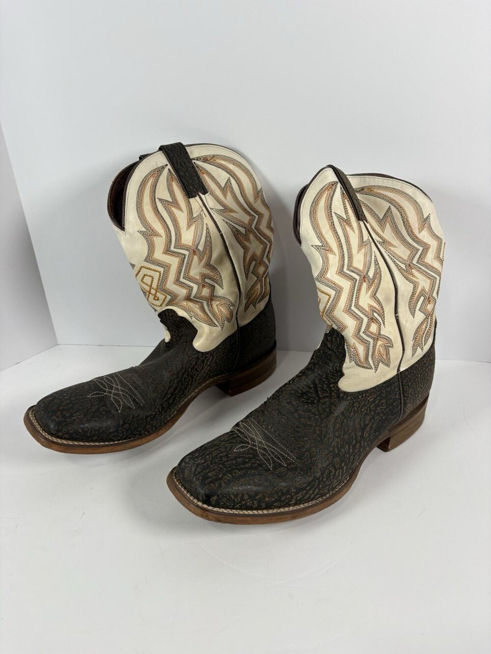 Nocona Deputy Men 11.5D Chocolate Pigskin Cowboy Boots NB3002 Square Toe Western